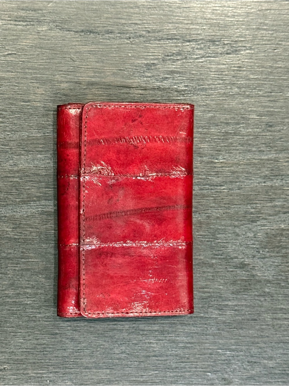 Vintage Bugatti Red Eel Skin Key Case & Zipper Pouch